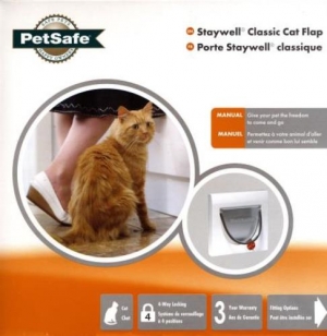 (Staywell) 4 Way Locking Cat Flap with Tunnel (White) (917EFS)